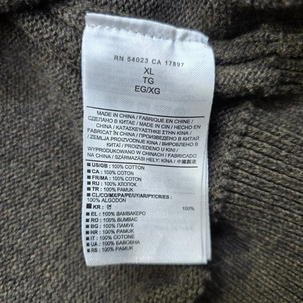 Banana Republic Military‎ Pullover Sweater Mens XL Dark Green Knit Button Neck